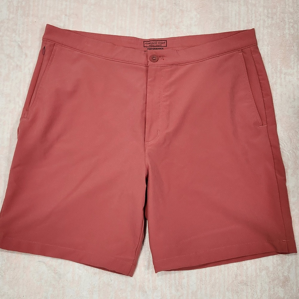 Vineyard Vines Performance Shorts Mens 38 Coral‎ Red Stretch Golf Activewear